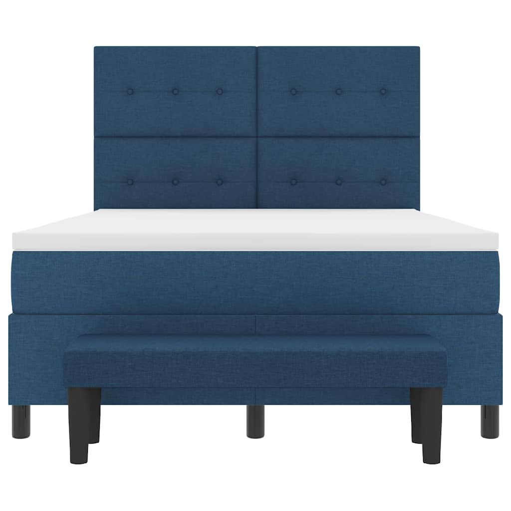 Κρεβάτι με ελατήρια με στρώμα Μπλε 160 x 200 cm ύφασμα - Pakobazaar