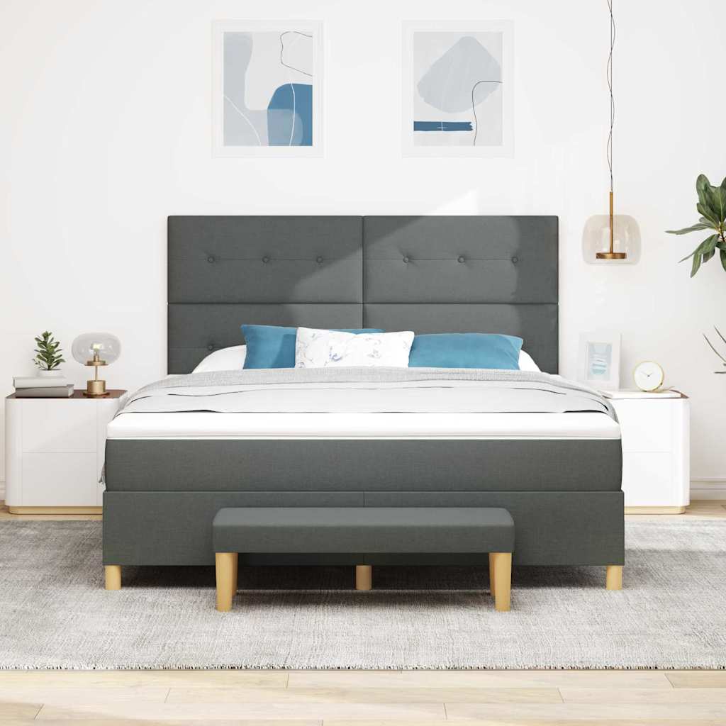 Κρεβάτι με ελατήρια με κεφαλάρι Σκούρο Γκρι 180 x 200 cm ύφασμα - Pakobazaar