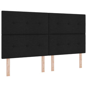Κρεβάτι με ελατήρια με στρώμα Μαύρο 180 x 200 cm ύφασμα - Pakobazaar