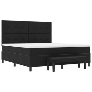 Κρεβάτι με ελατήρια με στρώμα Μαύρο 180 x 200 cm ύφασμα - Pakobazaar