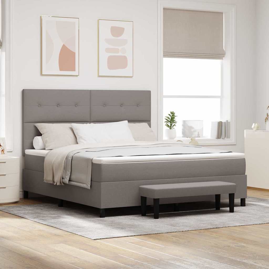 Κρεβάτι με ελατήρια με στρώμα Taupe 180 x 200 cm ύφασμα - Pakobazaar