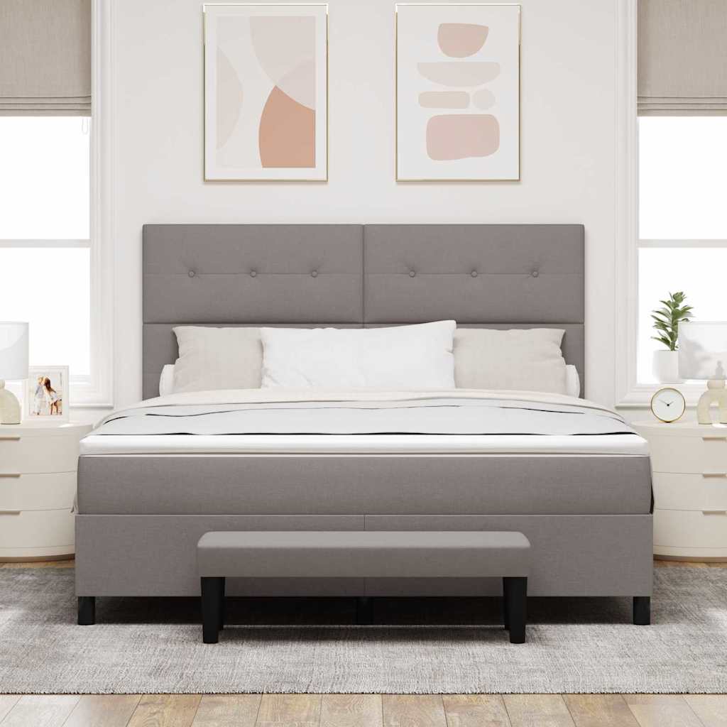 Κρεβάτι με ελατήρια με στρώμα Taupe 180 x 200 cm ύφασμα - Pakobazaar