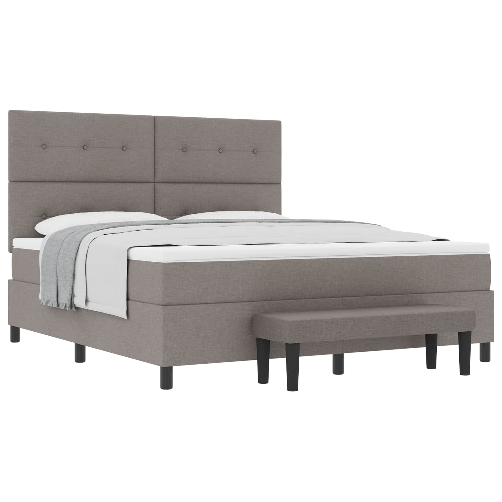 Κρεβάτι με ελατήρια με στρώμα Taupe 180 x 200 cm ύφασμα - Pakobazaar
