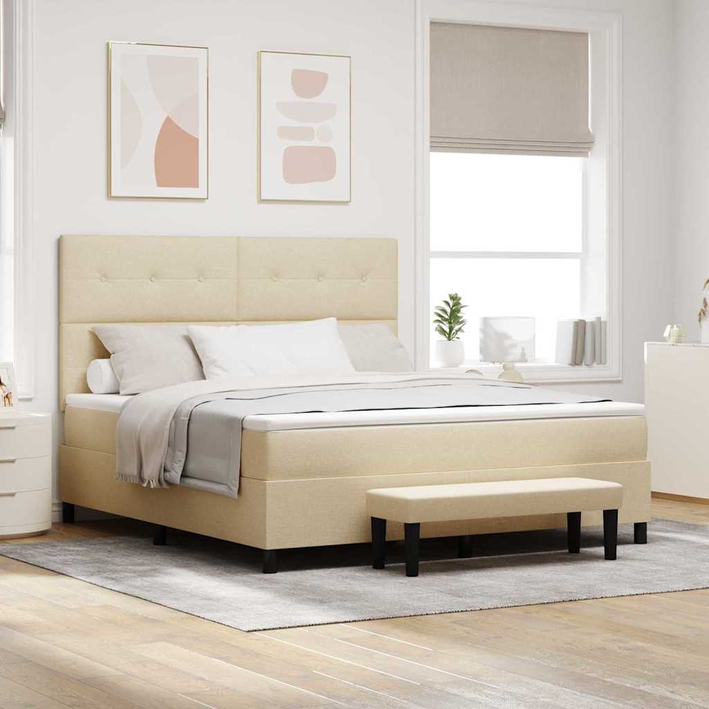 Κρεβάτι με ελατήρια με στρώμα Κρεμ 180 x 200 cm ύφασμα - Pakobazaar