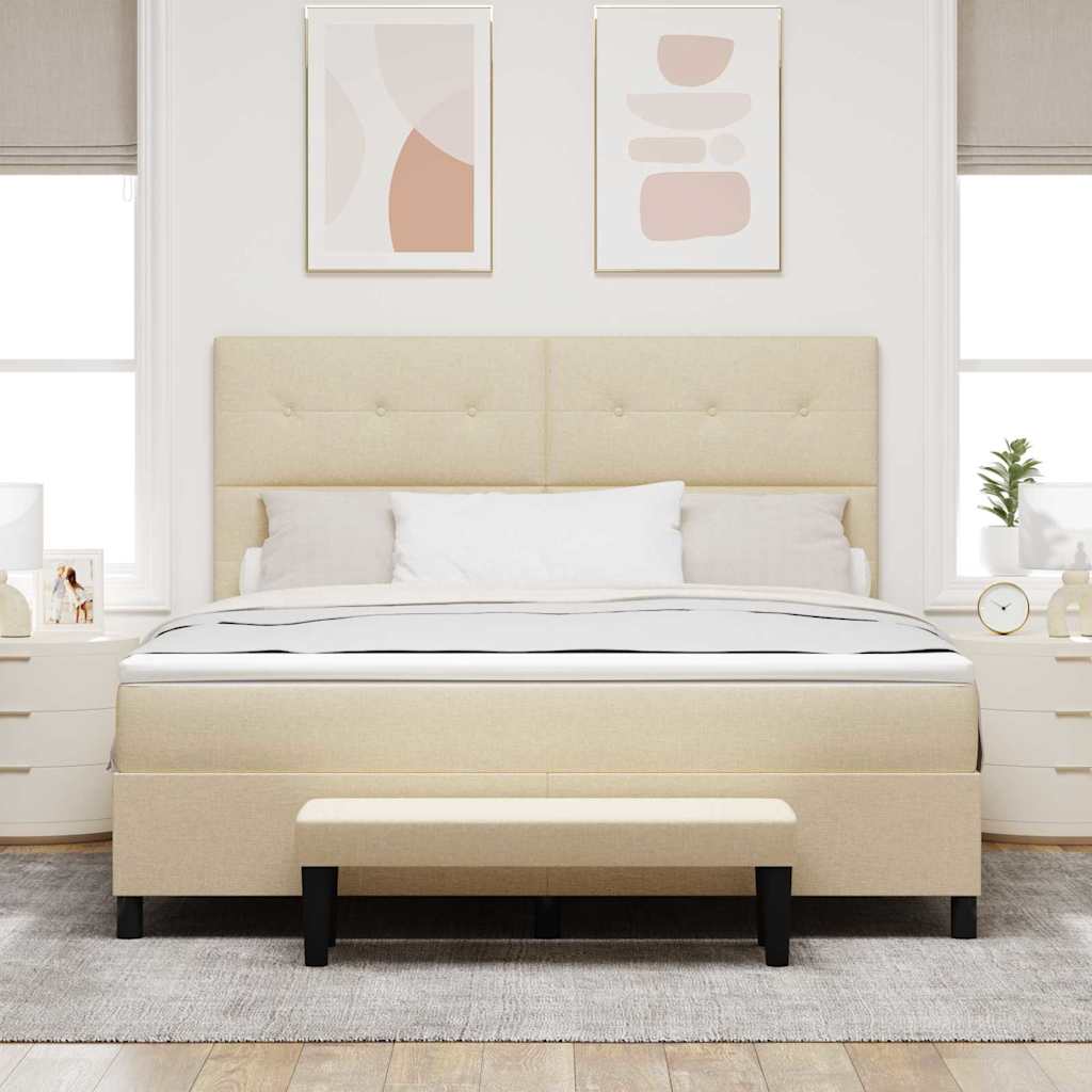 Κρεβάτι με ελατήρια με στρώμα Κρεμ 180 x 200 cm ύφασμα - Pakobazaar