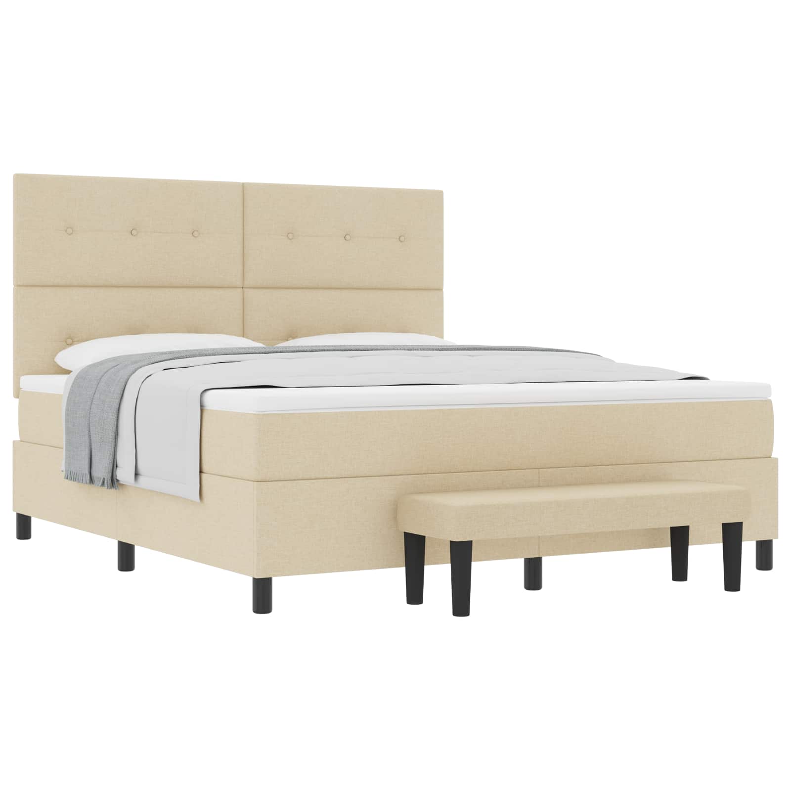 Κρεβάτι με ελατήρια με στρώμα Κρεμ 180 x 200 cm ύφασμα - Pakobazaar