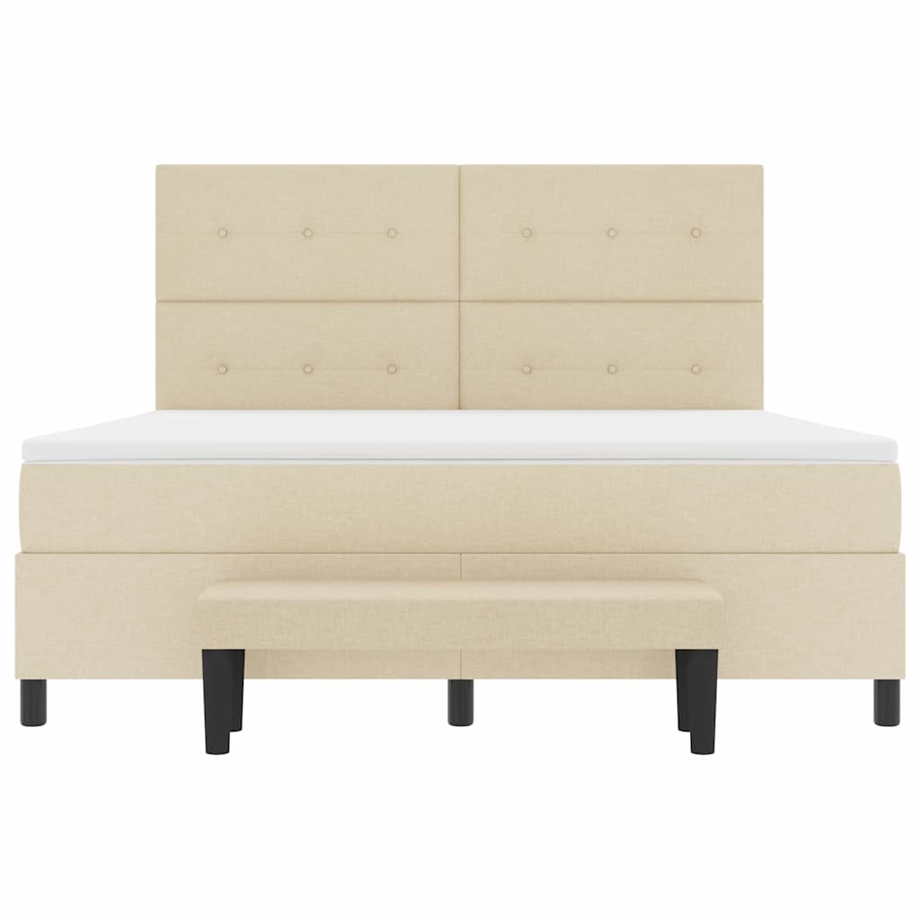 Κρεβάτι με ελατήρια με στρώμα Κρεμ 180 x 200 cm ύφασμα - Pakobazaar