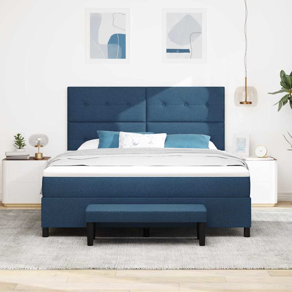 Κρεβάτι με ελατήρια με κεφαλάρι Μπλε 180 x 200 cm ύφασμα - Pakobazaar