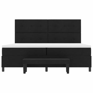 Κρεβάτι με ελατήρια με κεφαλάρι Μαύρο 200 x 200 cm ύφασμα - Pakobazaar