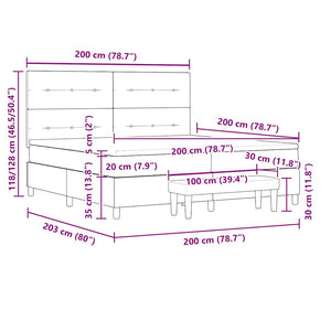 Κρεβάτι με ελατήρια με κεφαλάρι Μαύρο 200 x 200 cm ύφασμα - Pakobazaar