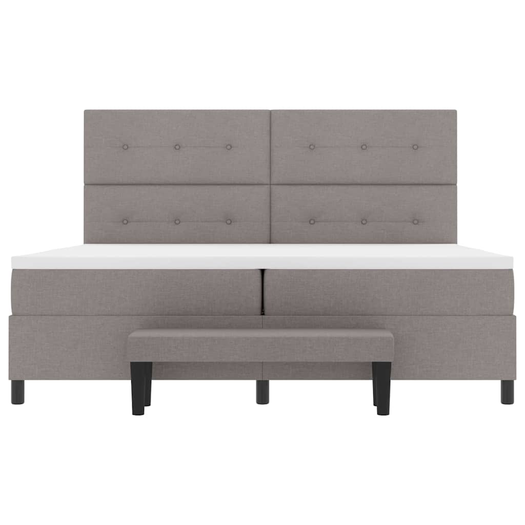 Κρεβάτι με ελατήρια με στρώμα Taupe 200 x 200 cm ύφασμα - Pakobazaar