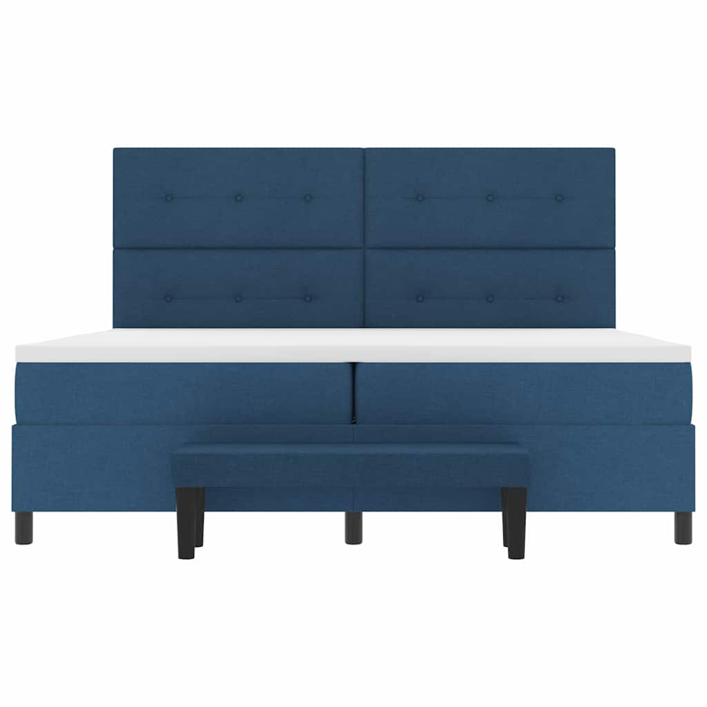 Κρεβάτι με ελατήρια με στρώμα Μπλε 200 x 200 cm ύφασμα - Pakobazaar