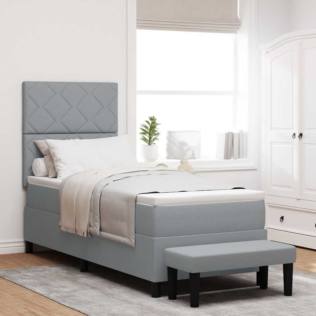 Κρεβάτι με ελατήρια με στρώμα Ανοιχτό γκρι 80 x 200 cm ύφασμα - Pakobazaar