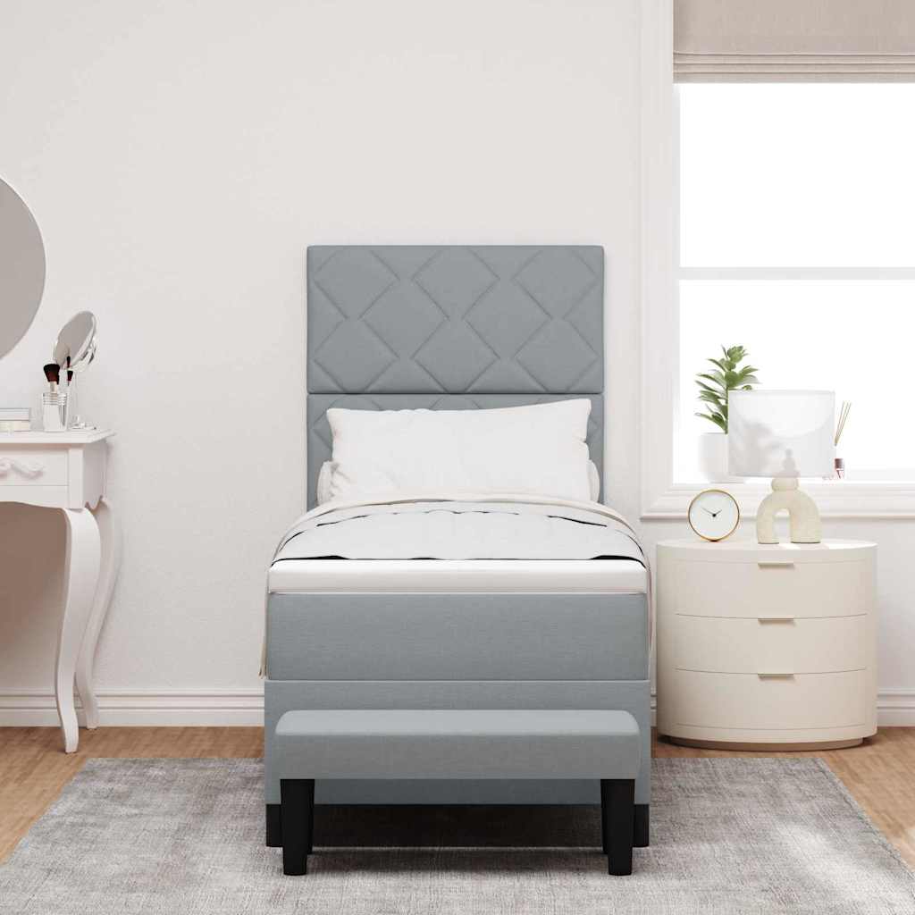 Κρεβάτι με ελατήρια με στρώμα Ανοιχτό γκρι 80 x 200 cm ύφασμα - Pakobazaar