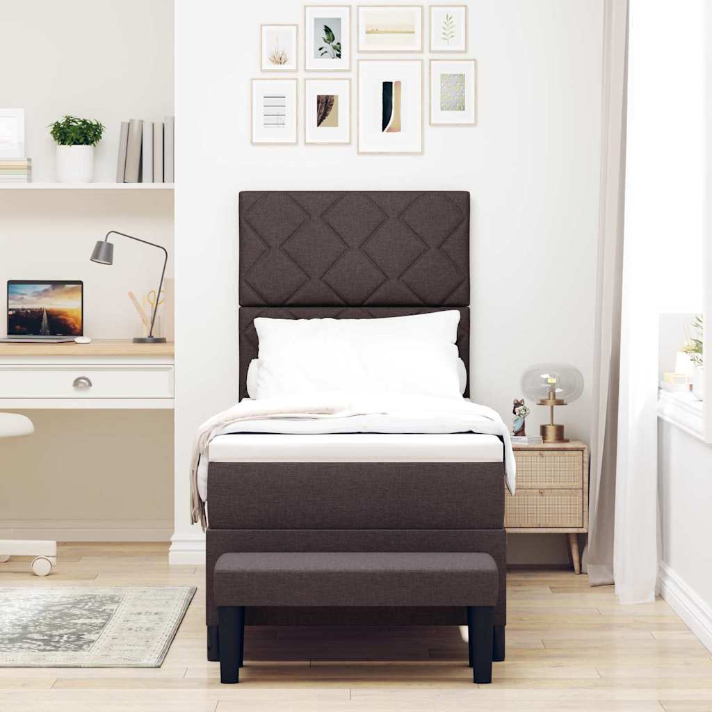 Κρεβάτι με ελατήρια με στρώμα Σκούρο Καφέ 80 x 200 cm ύφασμα - Pakobazaar