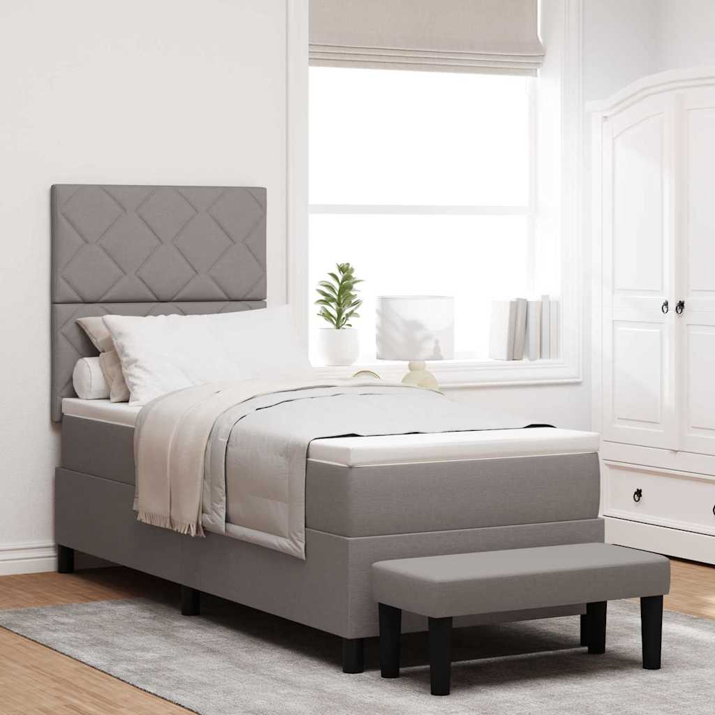 Κρεβάτι με ελατήρια με κεφαλάρι Taupe 80 x 200 cm ύφασμα