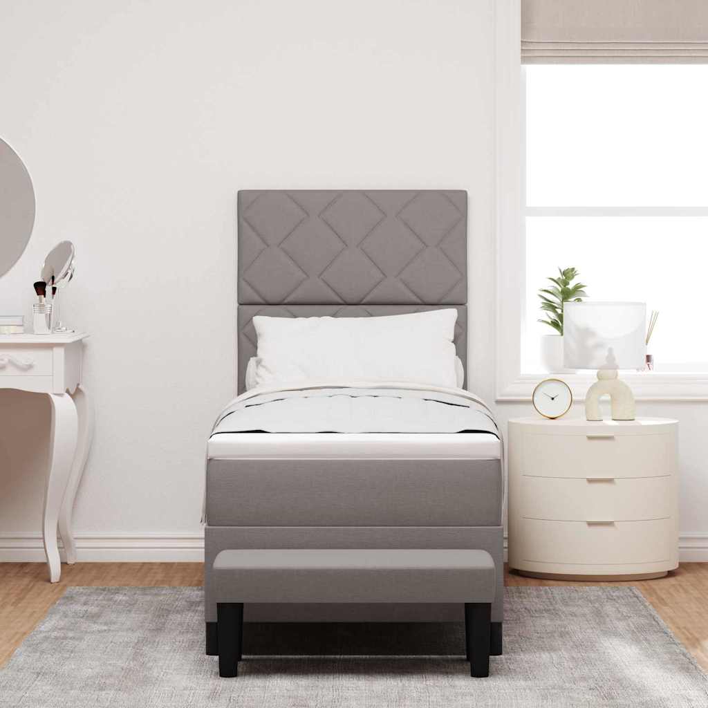 Κρεβάτι με ελατήρια με κεφαλάρι Taupe 80 x 200 cm ύφασμα