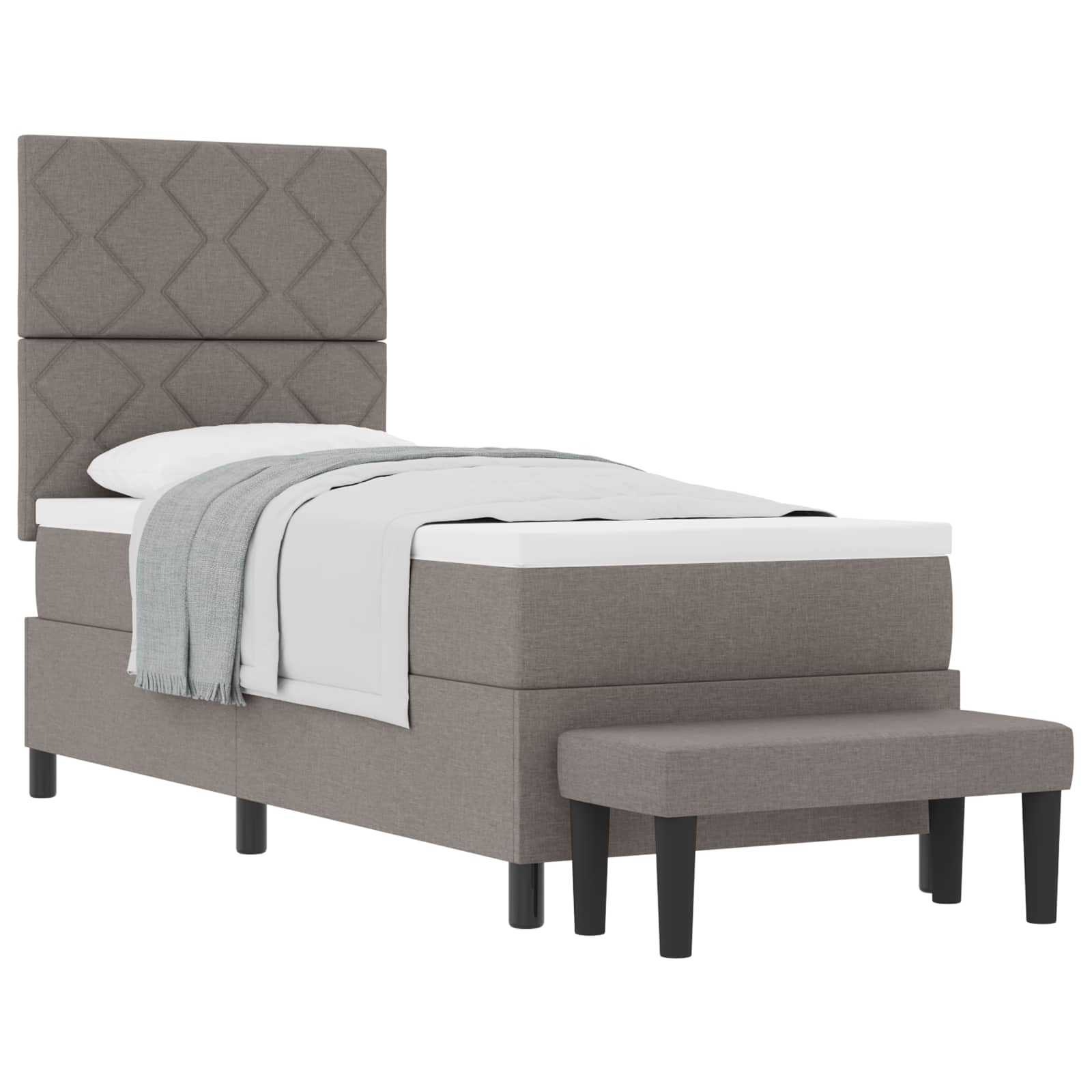 Κρεβάτι με ελατήρια με κεφαλάρι Taupe 80 x 200 cm ύφασμα