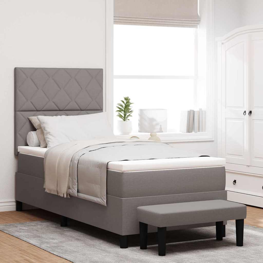 Κρεβάτι με ελατήρια με μαξιλάρι Taupe 90 x 190 cm ύφασμα - Pakobazaar