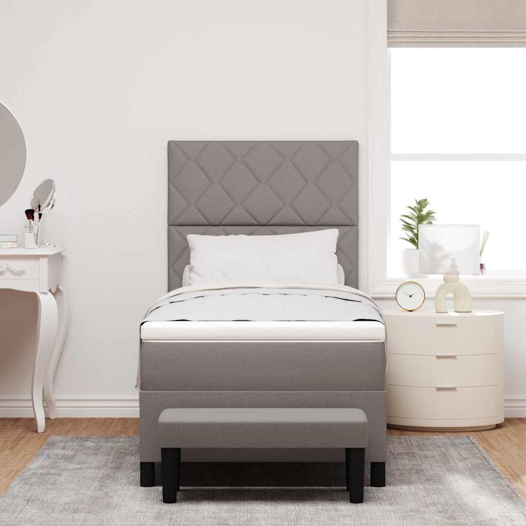 Κρεβάτι με ελατήρια με μαξιλάρι Taupe 90 x 190 cm ύφασμα - Pakobazaar
