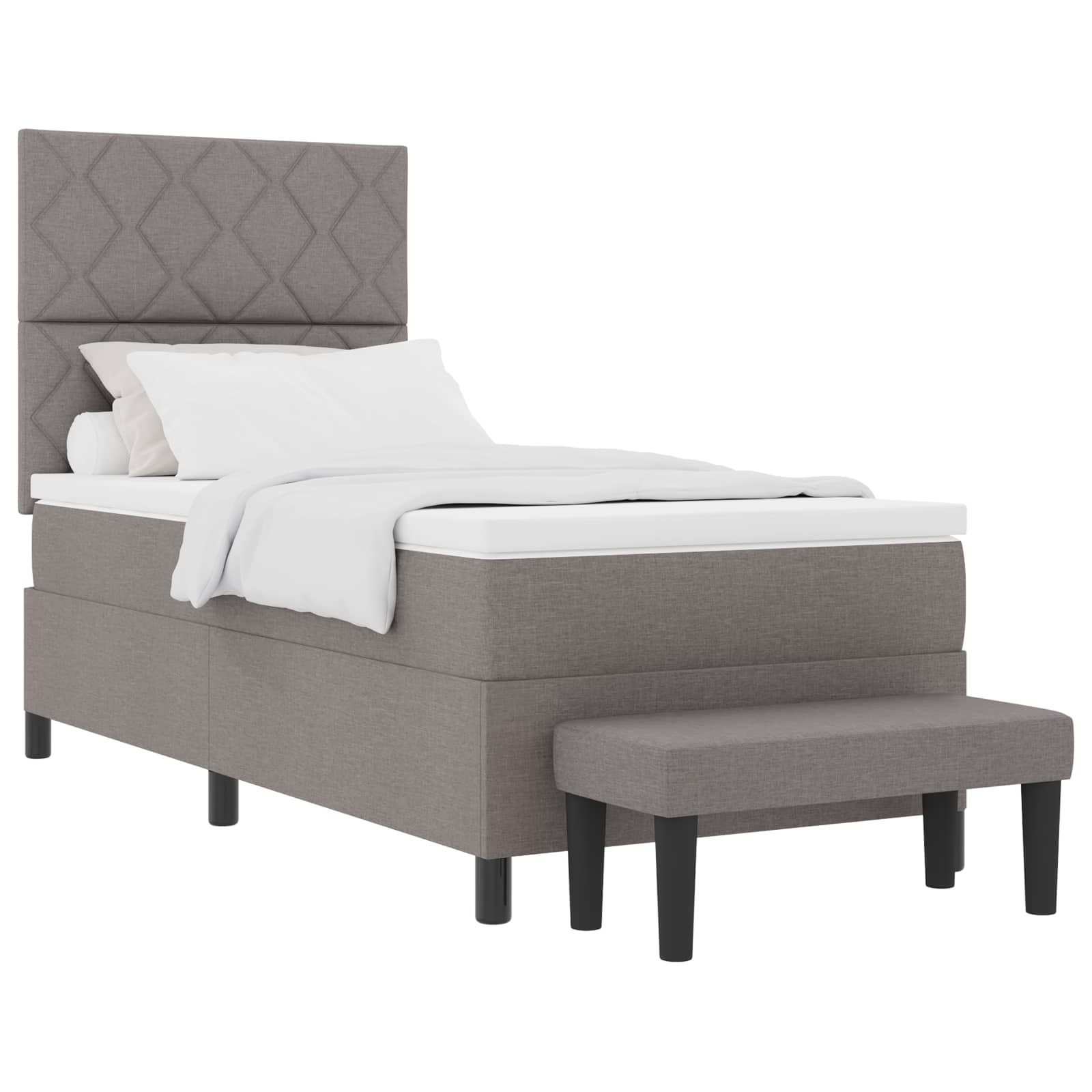 Κρεβάτι με ελατήρια με κεφαλάρι Taupe 90 x 200 cm ύφασμα - Pakobazaar
