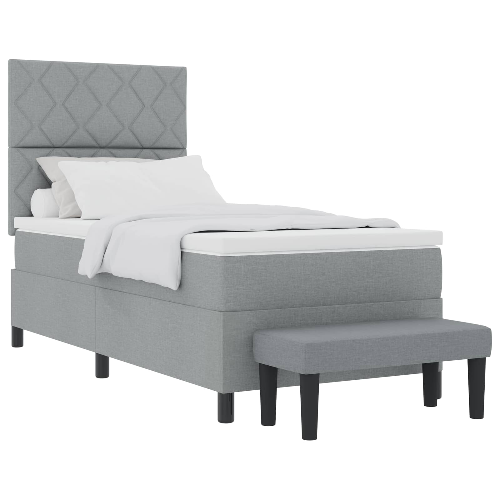 Κρεβάτι με ελατήρια με στρώμα Ανοιχτό γκρι 100 x 200 cm ύφασμα - Pakobazaar