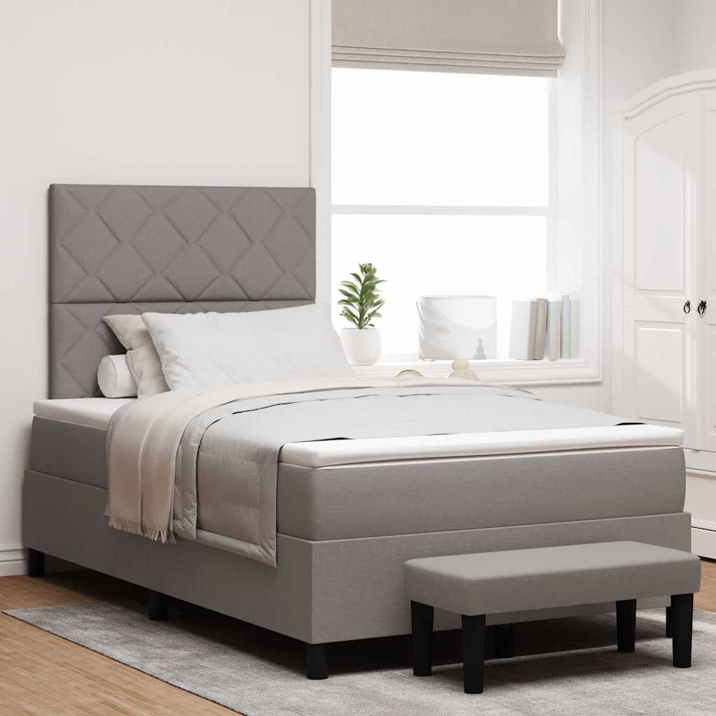 Κρεβάτι με ελατήρια με κεφαλάρι Taupe 120 x 190 cm ύφασμα - Pakobazaar