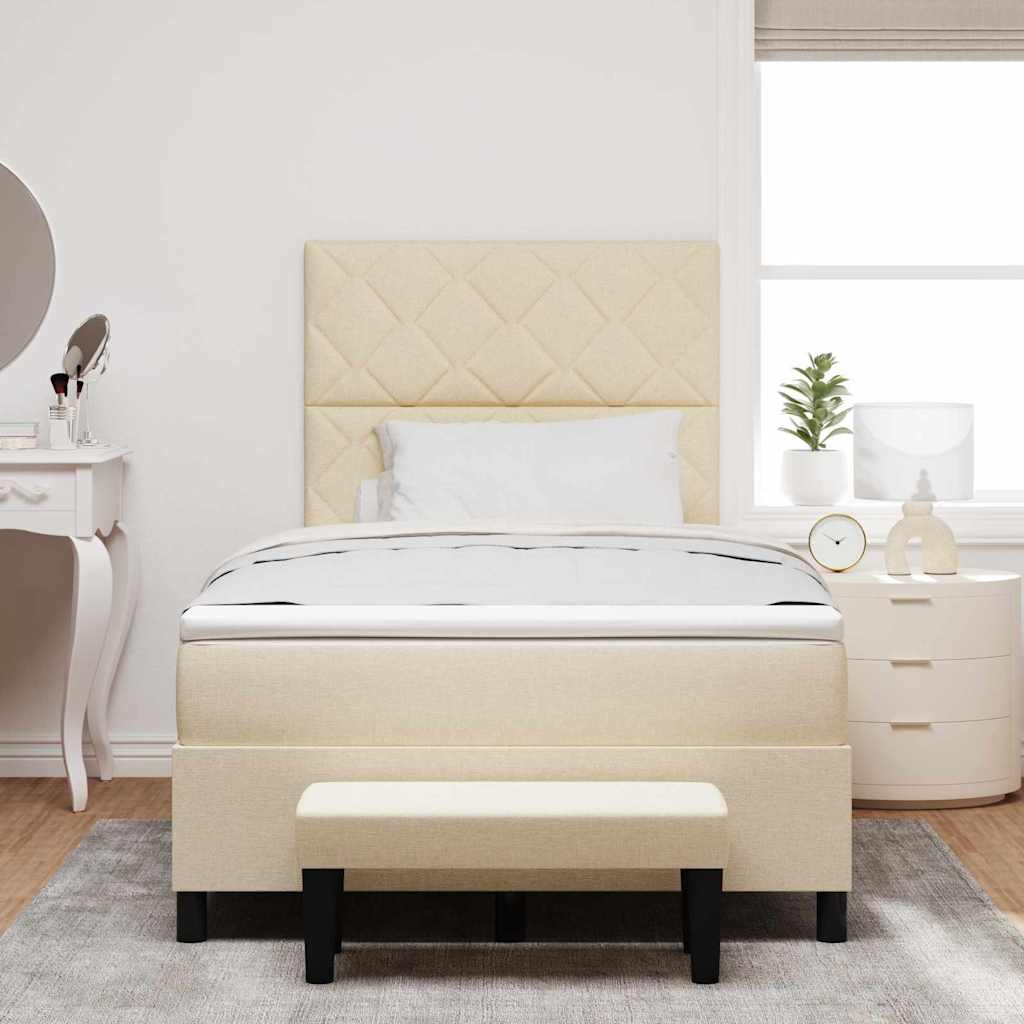 Κρεβάτι με ελατήρια με στρώμα Κρεμ 120 x 190 cm ύφασμα - Pakobazaar