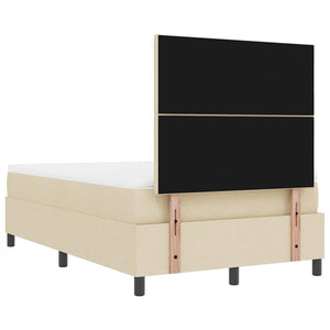 Κρεβάτι με ελατήρια με κεφαλάρι Κρεμ 120 x 200 cm ύφασμα