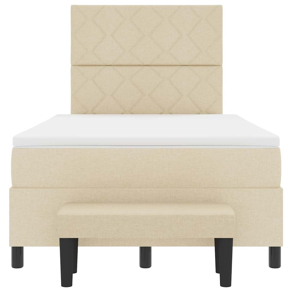 Κρεβάτι με ελατήρια με κεφαλάρι Κρεμ 120 x 200 cm ύφασμα