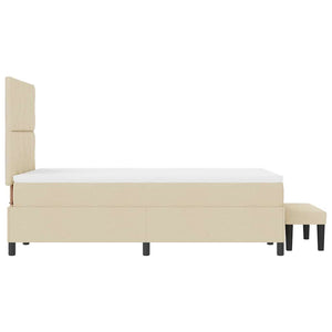 Κρεβάτι με ελατήρια με κεφαλάρι Κρεμ 120 x 200 cm ύφασμα