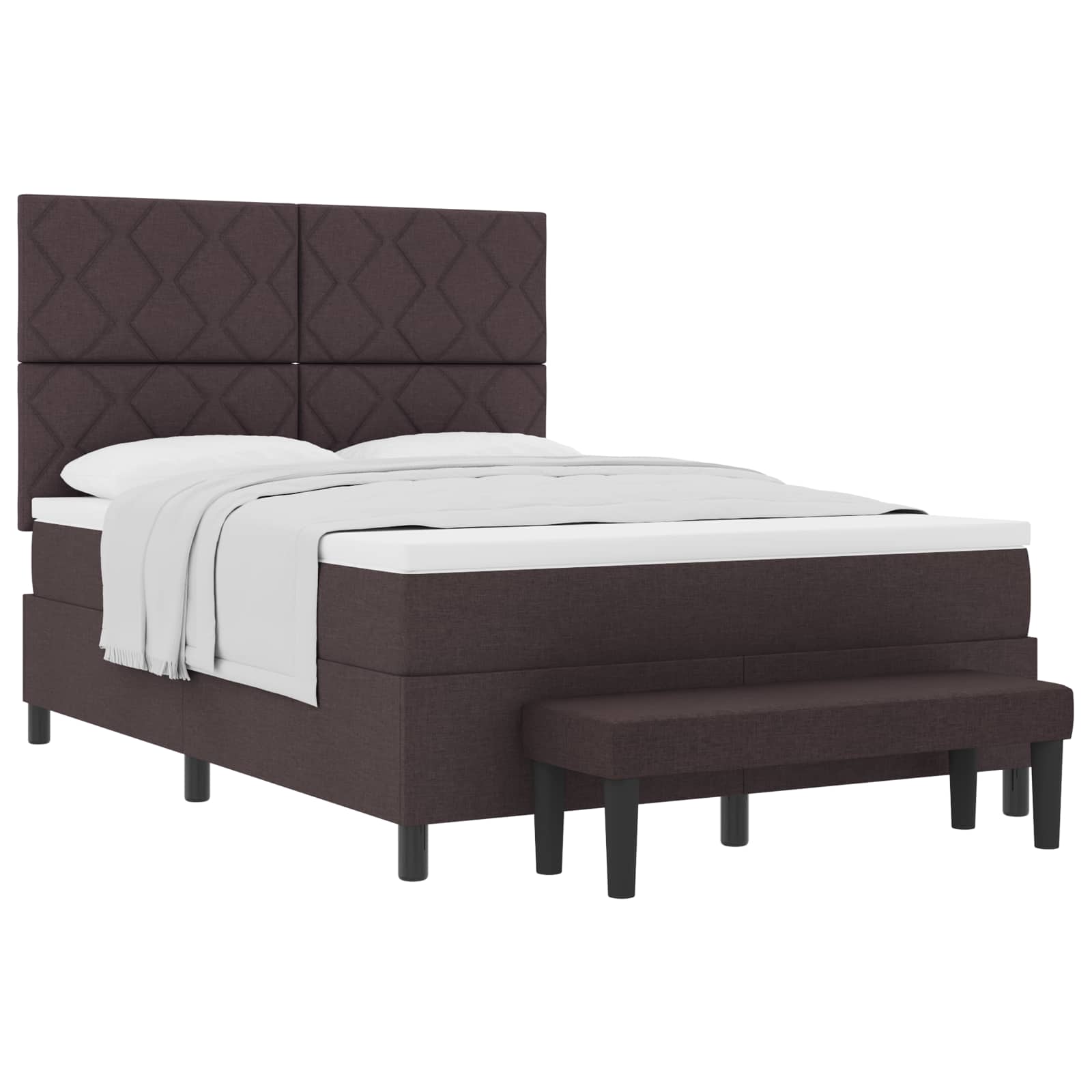 Κρεβάτι με ελατήρια με κεφαλάρι Σκούρο Καφέ 140 x 190 cm ύφασμα - Pakobazaar