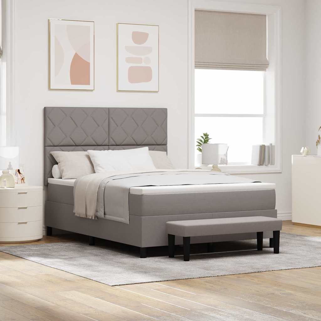 Κρεβάτι με ελατήρια με κεφαλάρι Taupe 140 x 190 cm ύφασμα