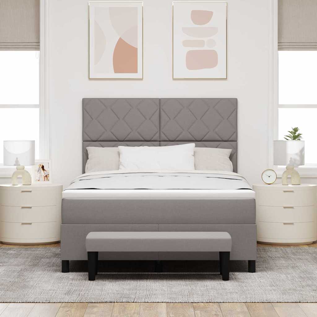 Κρεβάτι με ελατήρια με κεφαλάρι Taupe 140 x 190 cm ύφασμα