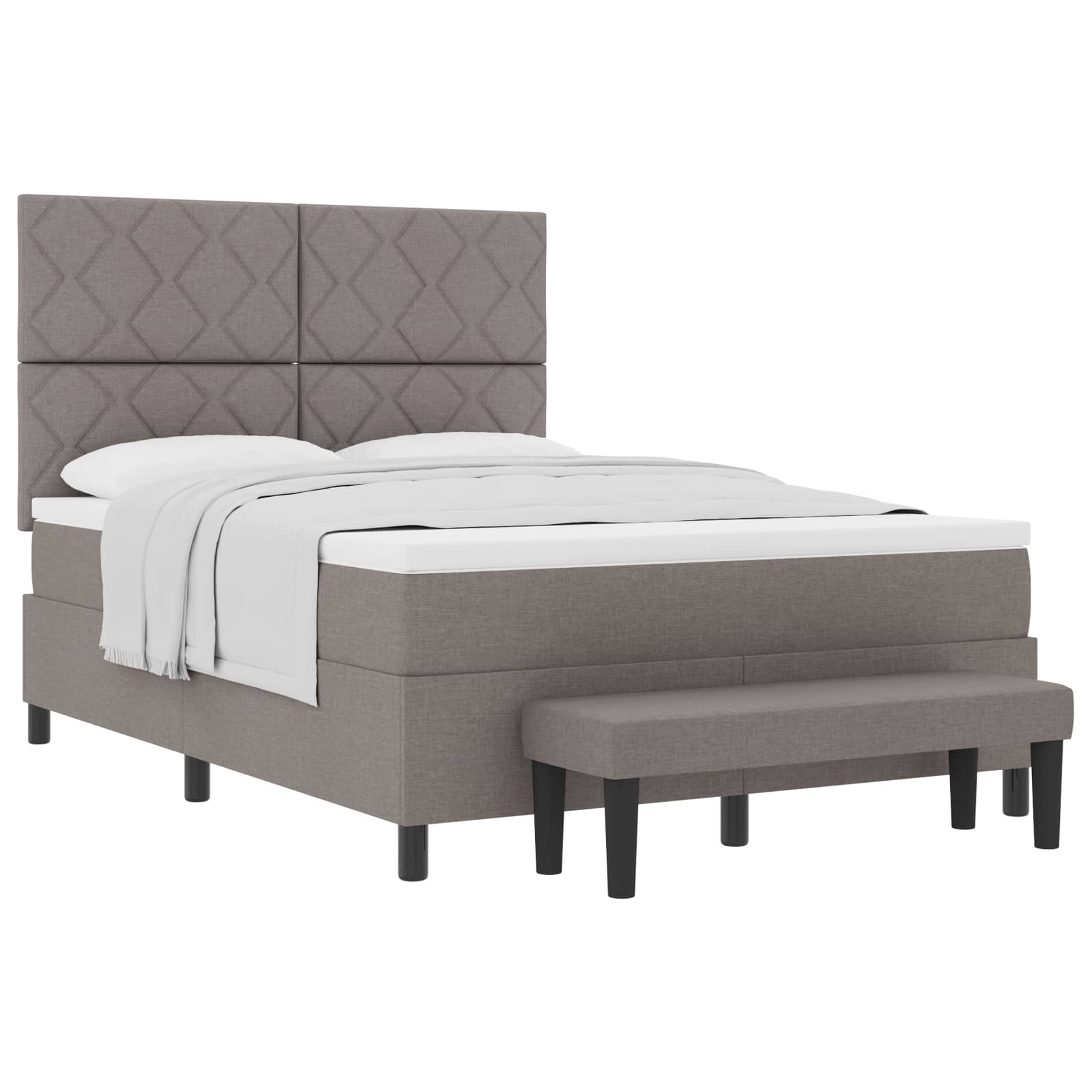 Κρεβάτι με ελατήρια με κεφαλάρι Taupe 140 x 190 cm ύφασμα