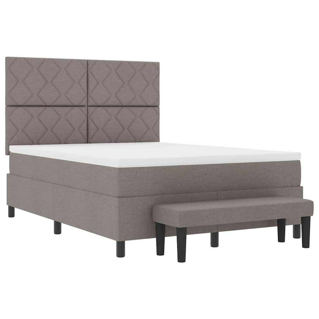 Κρεβάτι με ελατήρια με κεφαλάρι Taupe 140 x 190 cm ύφασμα