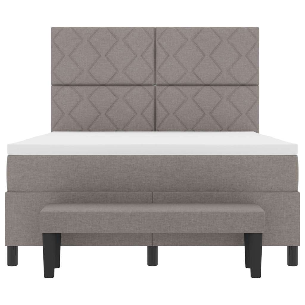 Κρεβάτι με ελατήρια με κεφαλάρι Taupe 140 x 190 cm ύφασμα