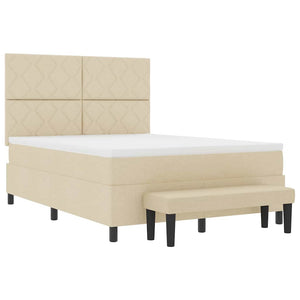 Κρεβάτι με ελατήρια με κεφαλάρι Κρεμ 140 x 190 cm ύφασμα - Pakobazaar