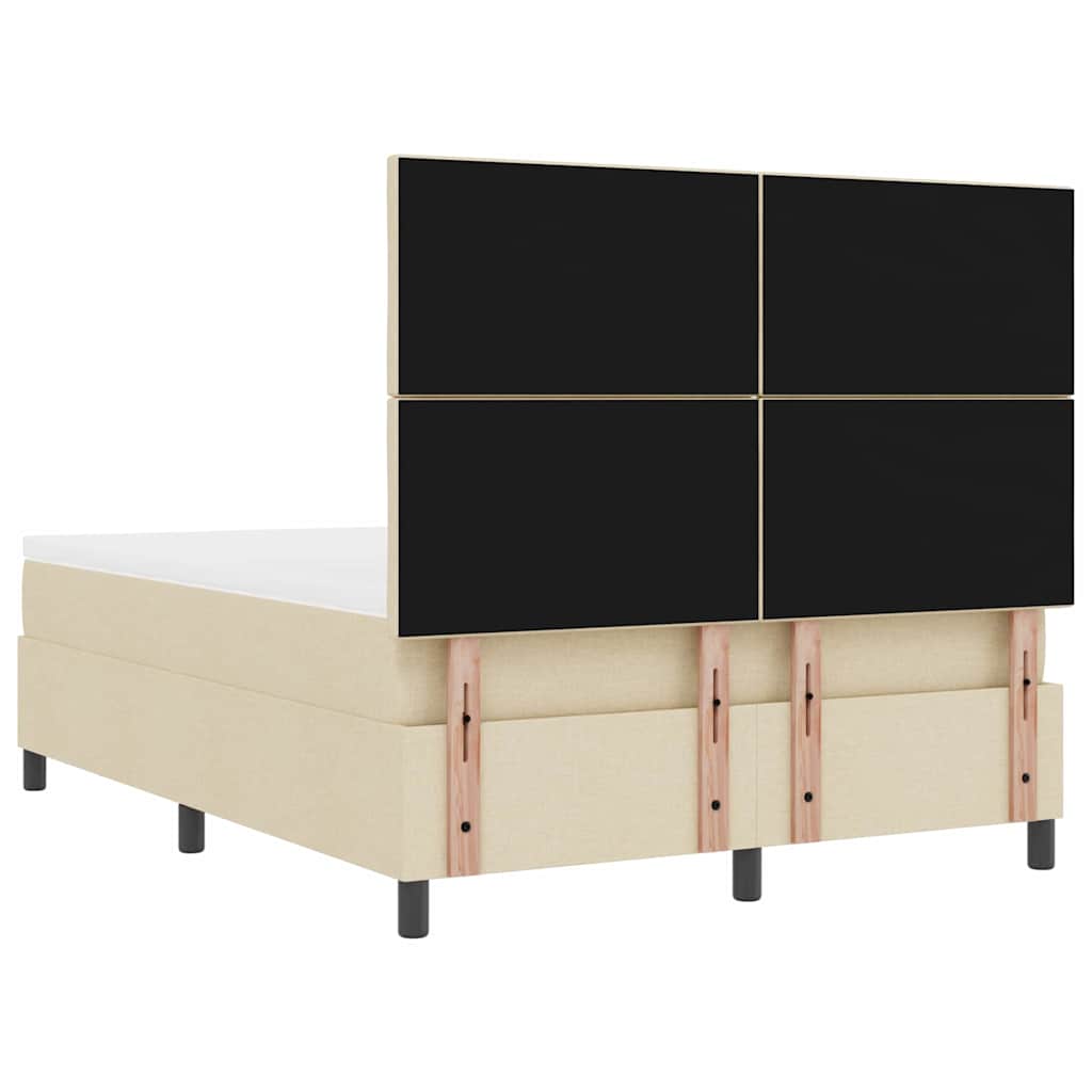 Κρεβάτι με ελατήρια με κεφαλάρι Κρεμ 140 x 190 cm ύφασμα - Pakobazaar