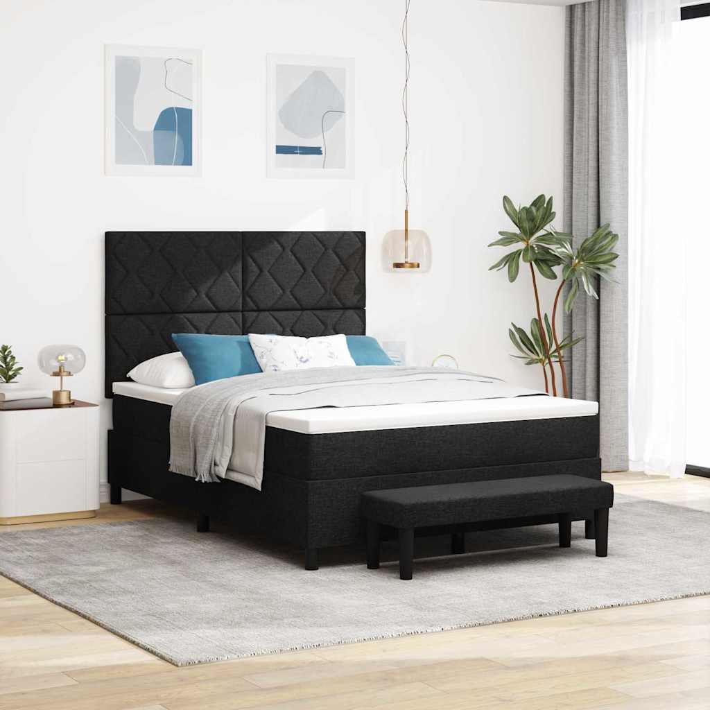 Κρεβάτι με ελατήρια με κεφαλάρι Μαύρο 140 x 200 cm ύφασμα - Pakobazaar