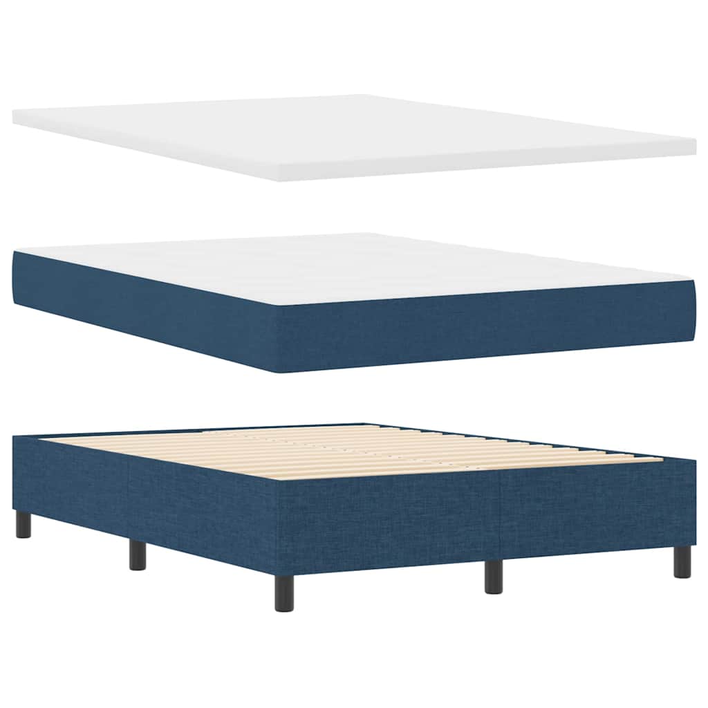 Κρεβάτι με ελατήρια με κεφαλάρι Μπλε 140 x 200 cm ύφασμα - Pakobazaar