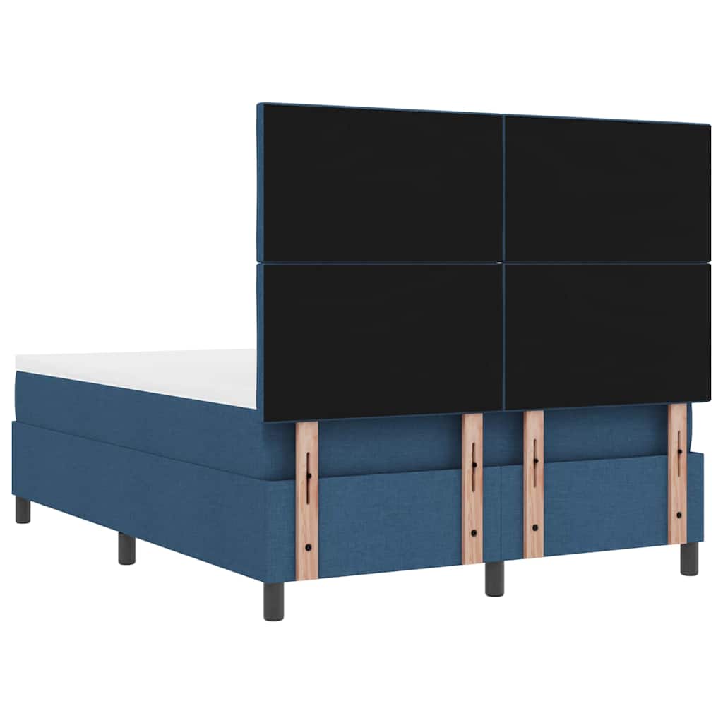 Κρεβάτι με ελατήρια με κεφαλάρι Μπλε 140 x 200 cm ύφασμα - Pakobazaar