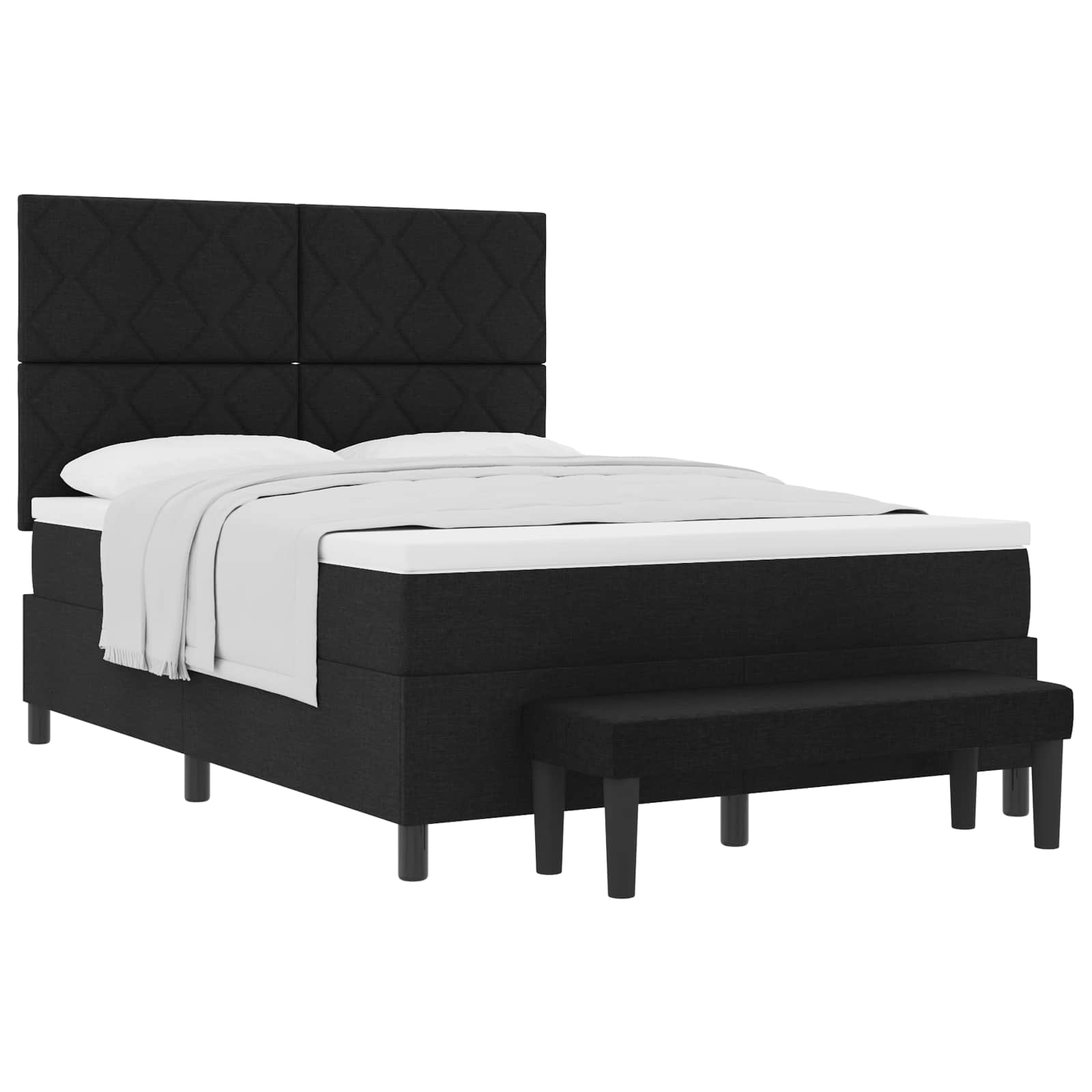 Κρεβάτι με ελατήρια με κεφαλάρι Μαύρο 160 x 200 cm ύφασμα - Pakobazaar