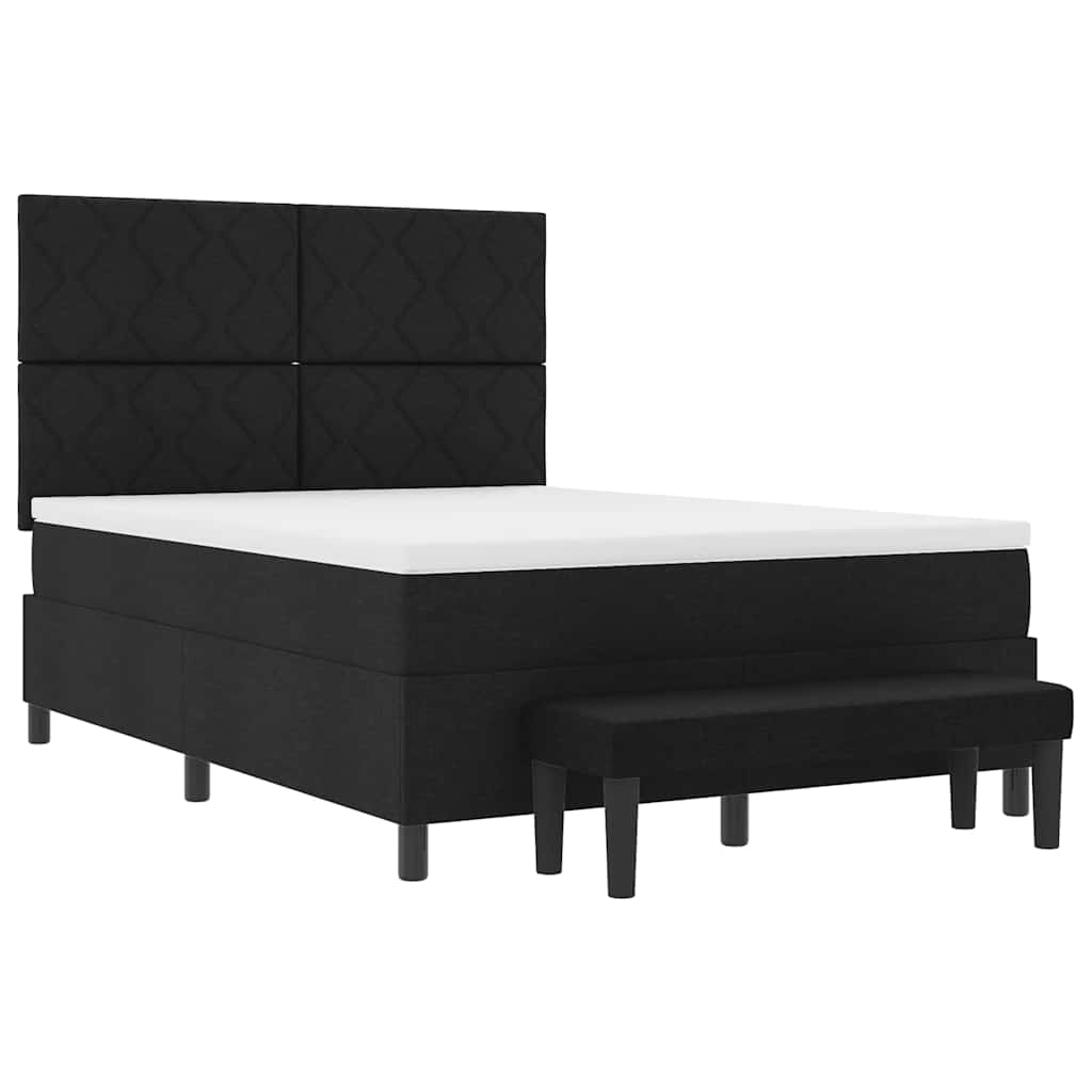 Κρεβάτι με ελατήρια με κεφαλάρι Μαύρο 160 x 200 cm ύφασμα - Pakobazaar