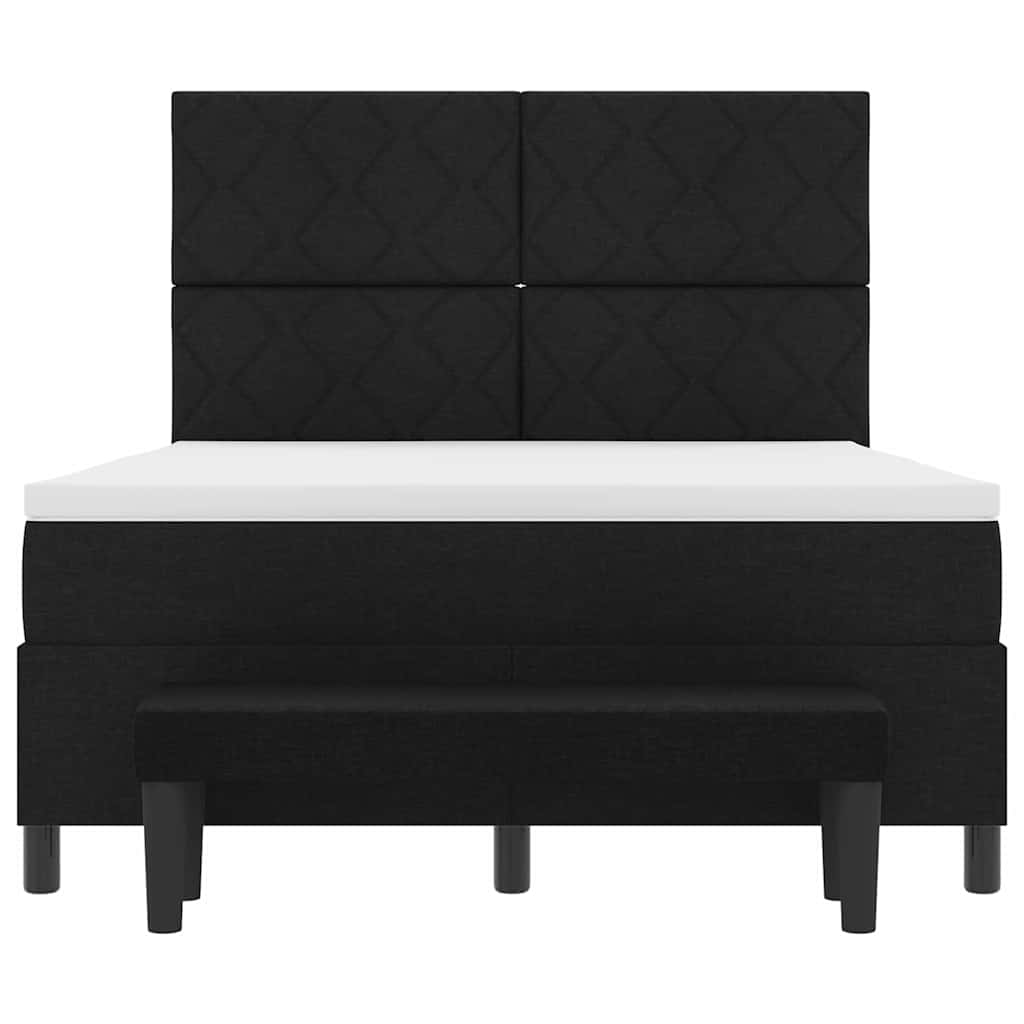 Κρεβάτι με ελατήρια με κεφαλάρι Μαύρο 160 x 200 cm ύφασμα - Pakobazaar