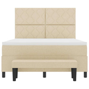 Κρεβάτι με ελατήρια με κεφαλάρι Κρεμ 160 x 200 cm ύφασμα - Pakobazaar