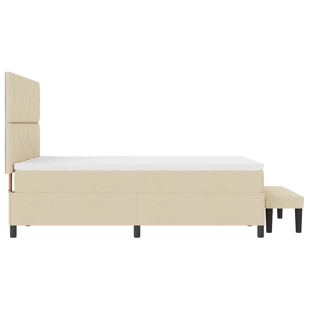 Κρεβάτι με ελατήρια με κεφαλάρι Κρεμ 160 x 200 cm ύφασμα - Pakobazaar