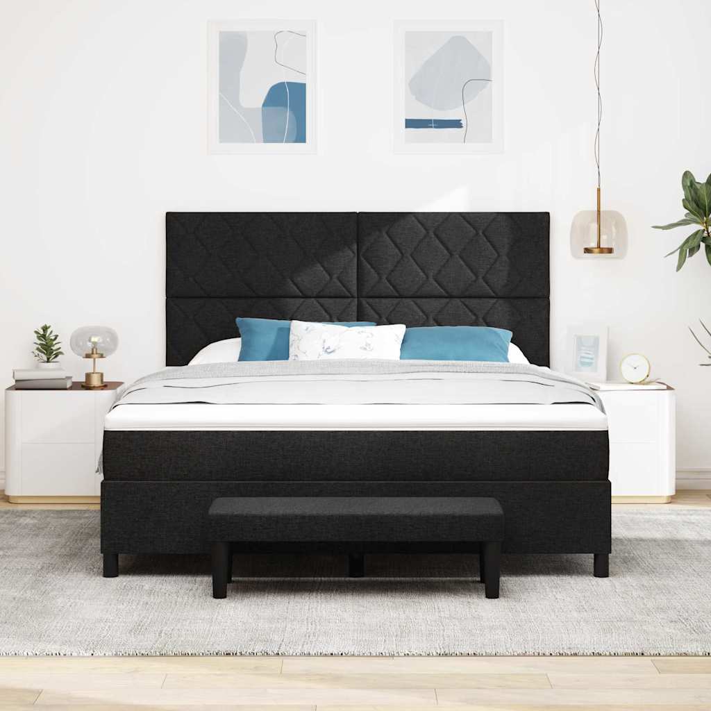 Κρεβάτι με ελατήρια με κεφαλάρι Μαύρο 180 x 200 cm ύφασμα - Pakobazaar