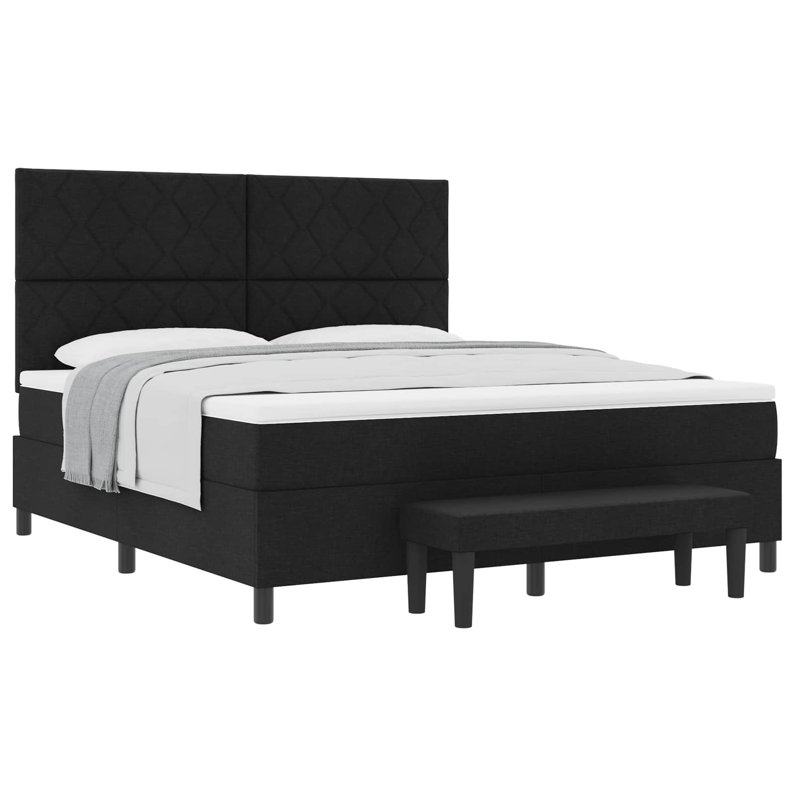 Κρεβάτι με ελατήρια με κεφαλάρι Μαύρο 180 x 200 cm ύφασμα - Pakobazaar
