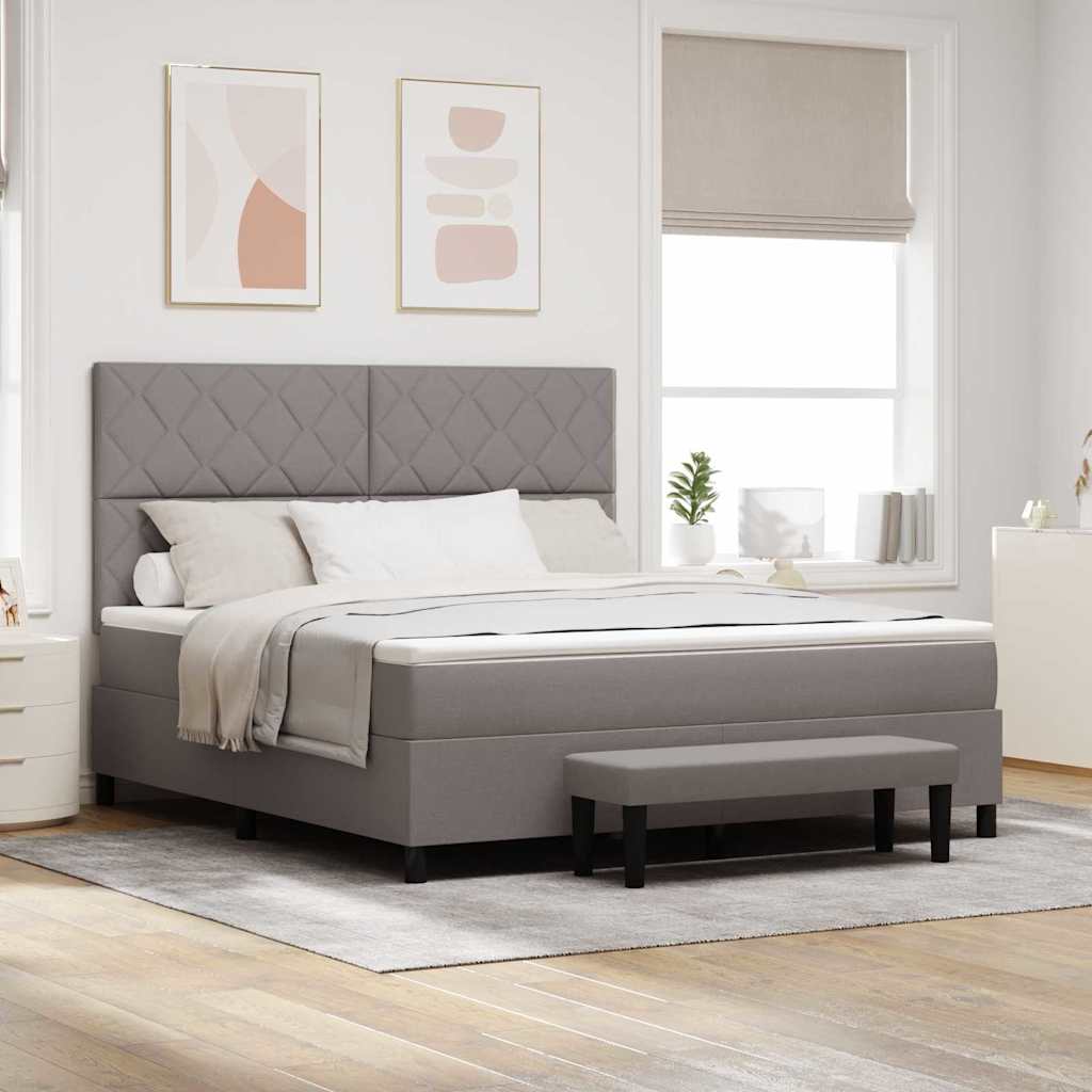 Κρεβάτι με ελατήρια με κεφαλάρι Taupe 180 x 200 cm ύφασμα - Pakobazaar